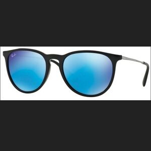 Ray-Ban Erica Black Frame Sunglasses with Blue Mirror Lenses